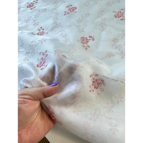 Vintage 70s white curtain, pink bouquet, tan flowers, sheer floral, single panel - Picture 9 of 9